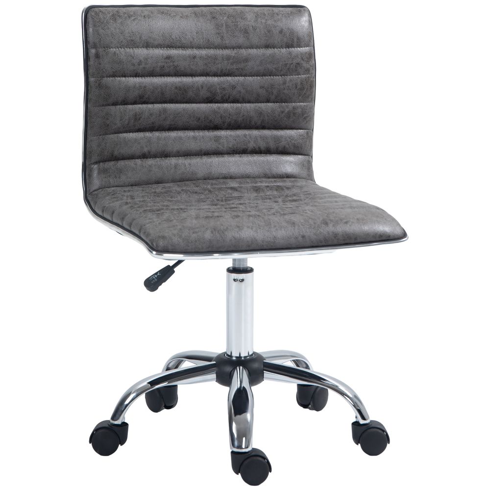 Homcom Armless Mid-Back Adjustable Office Chair - Grey