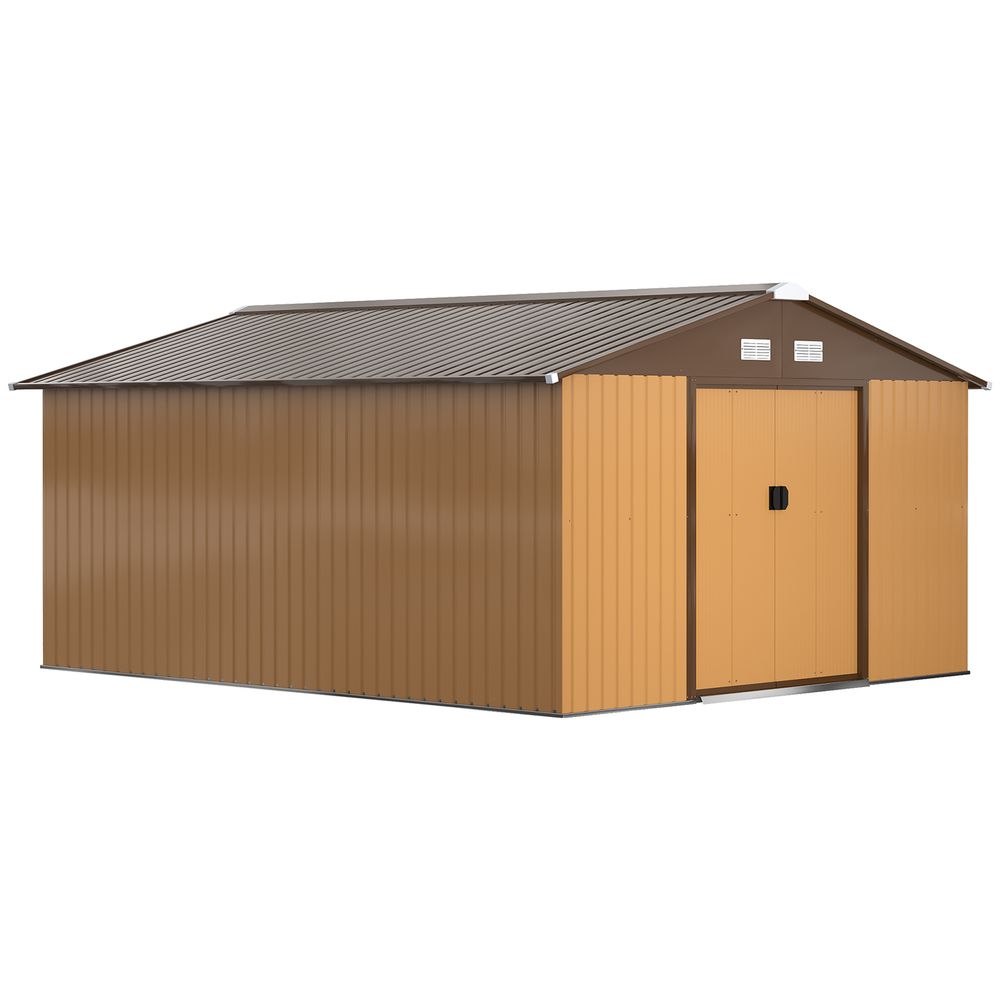 13ft x 11ft Metal Storage Shed with Floor - Yellow