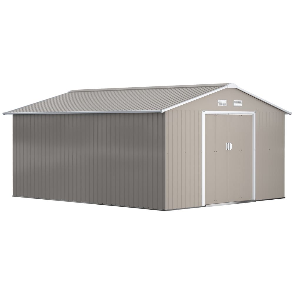 12.5ft x 11ft Large Metal Garden Storage Shed with Double Doors