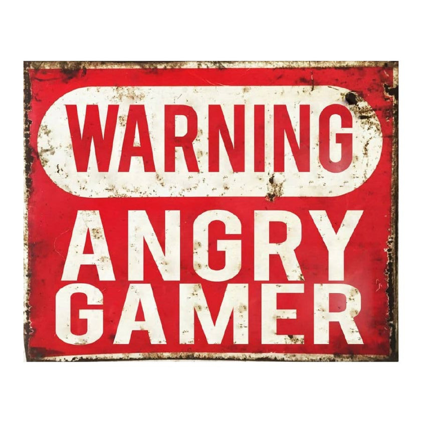 Warning Angry Gamer Metal Sign – Aspect Homeware