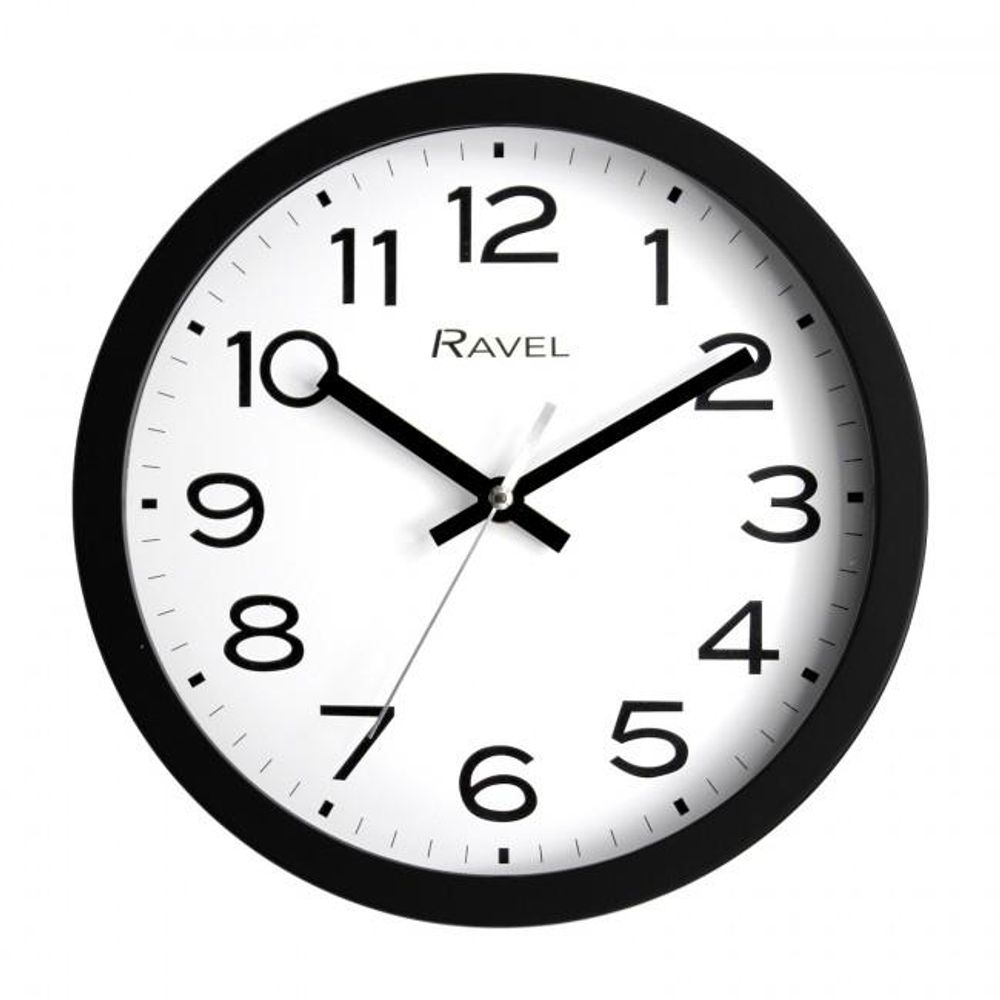 Ravel 25cm White Dial Black Wall Clock - R.WC.25.3