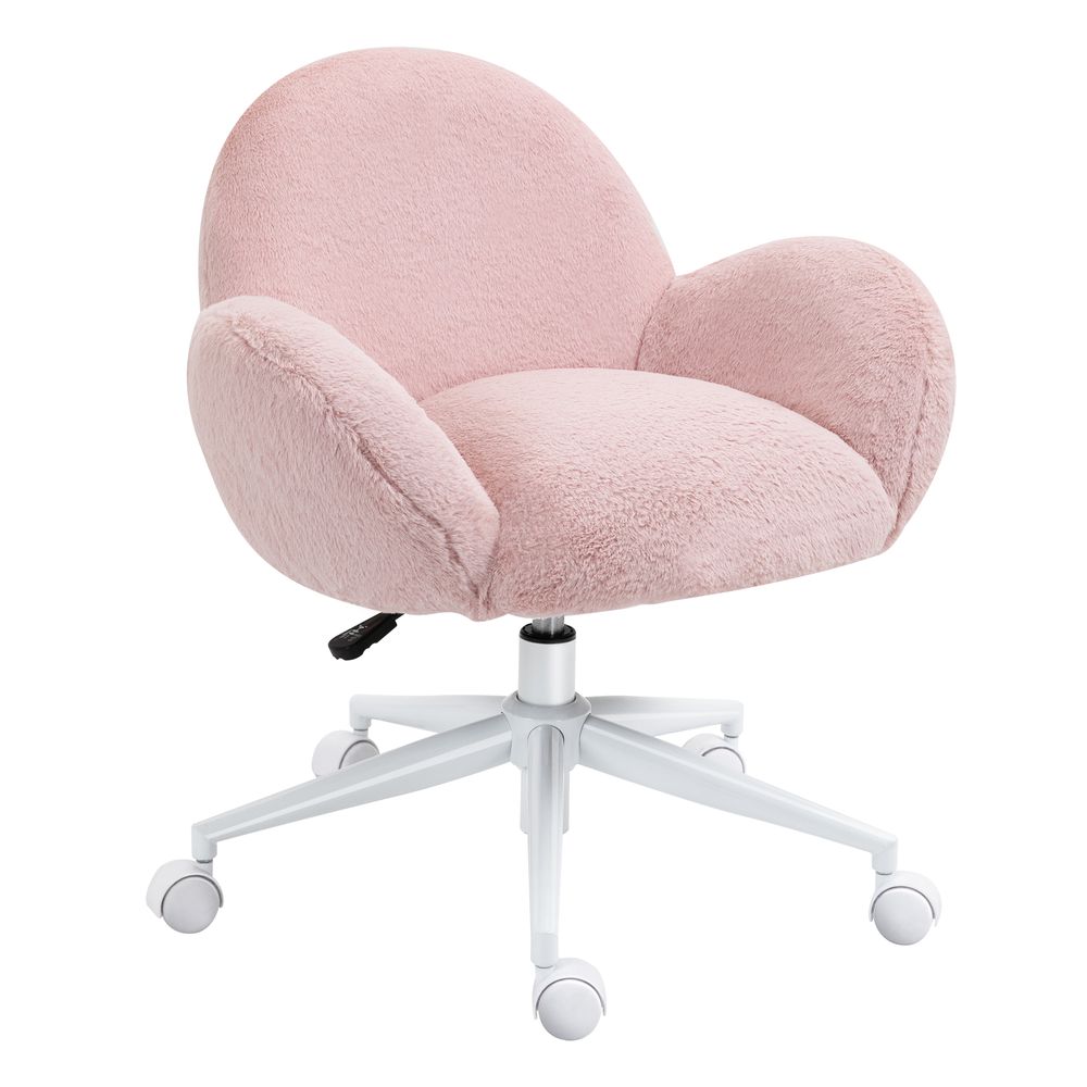 Pink Fluffy Desk Chair for Office or Dressing Table