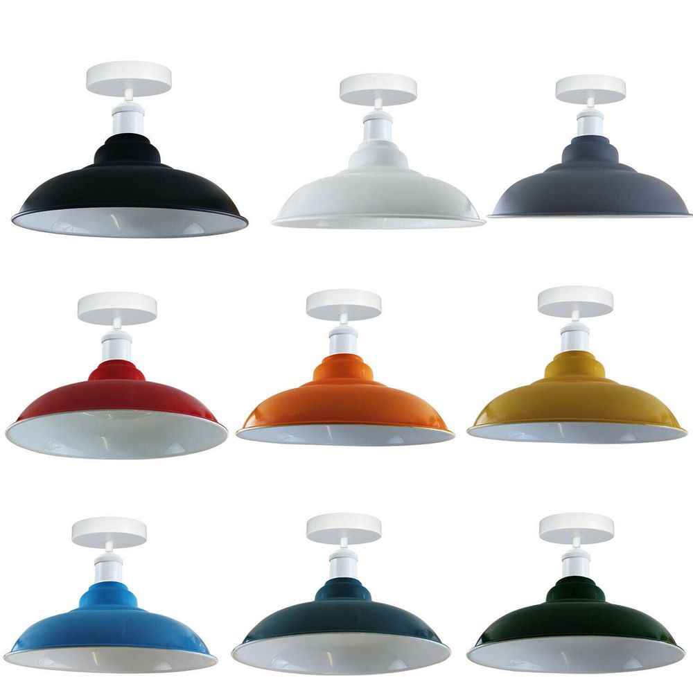 Modern Industrial Ceiling Lights with Metal Flush Mount & Bowl Shade