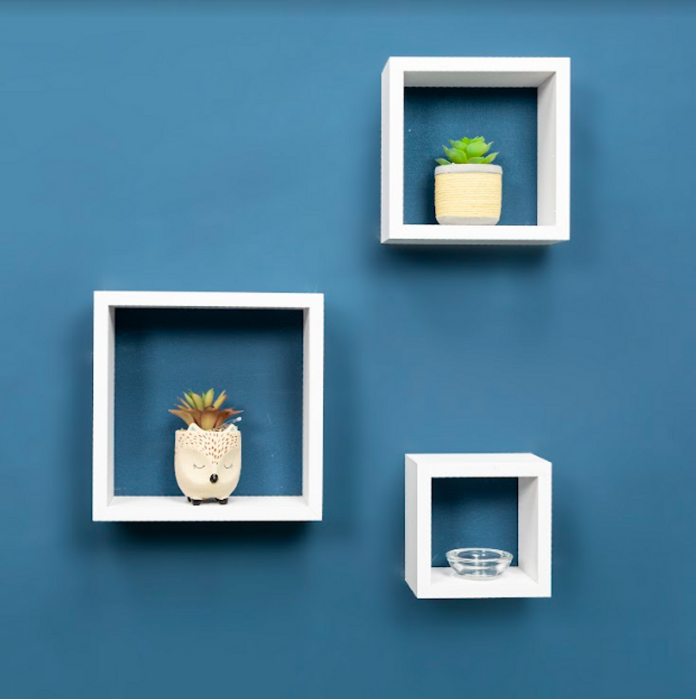 Chelf Set of 3 White Cube Floating Shelves