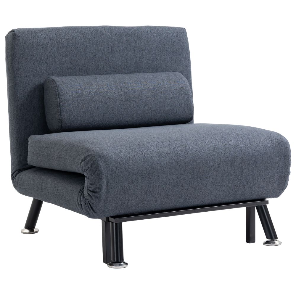 Black Faux Suede 5-Position Single Futon Chair Bed