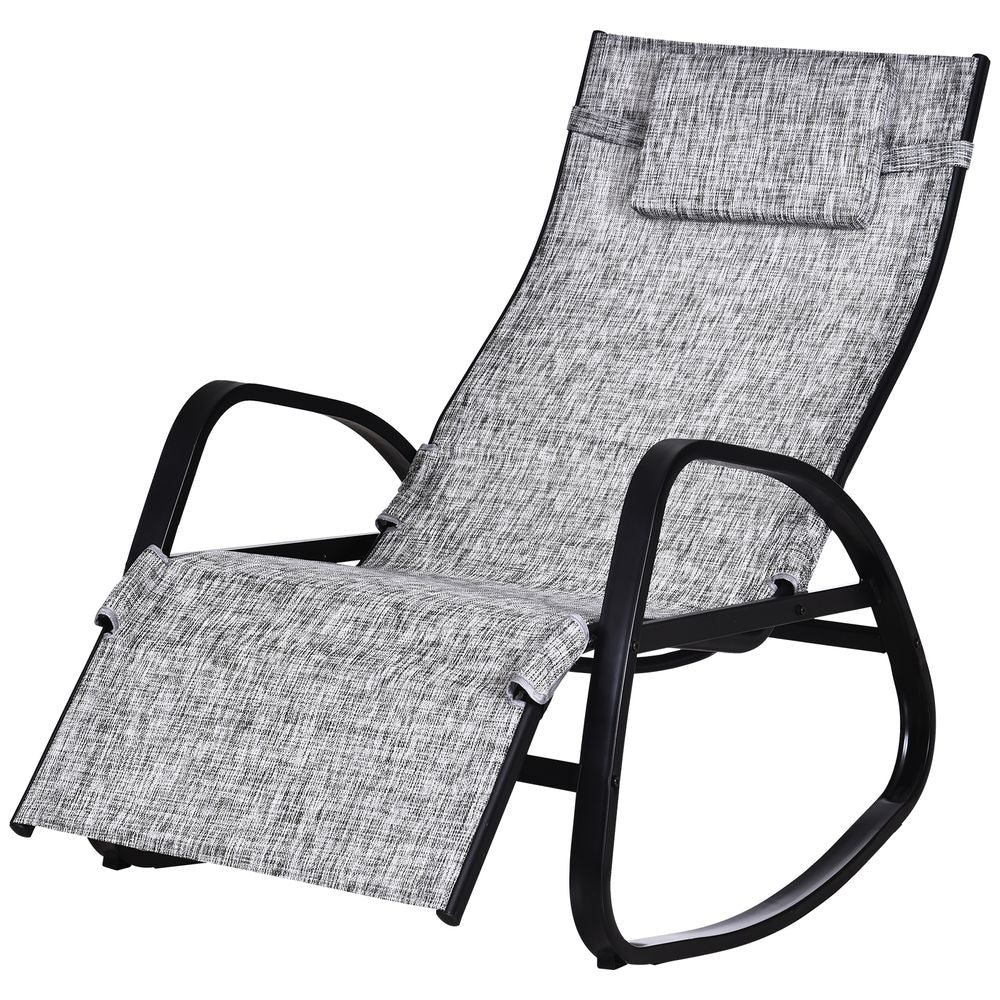 Outsunny Metal Frame Zero Gravity Rocking Chair - Grey