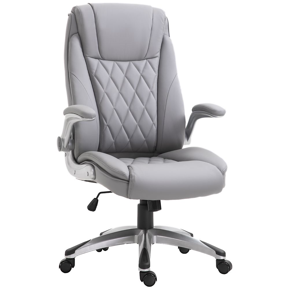 Grey Faux Leather High Back Executive Office Chair