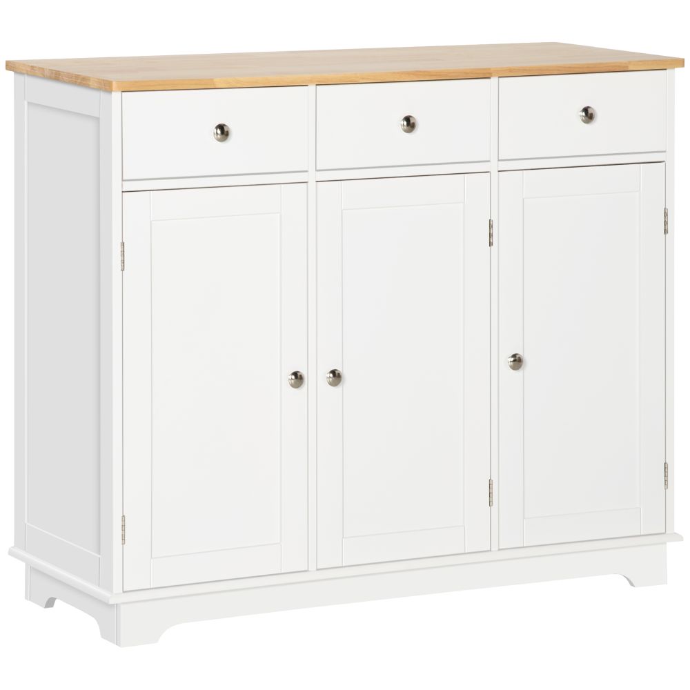 White Shaker Sideboard with Rubberwood Top