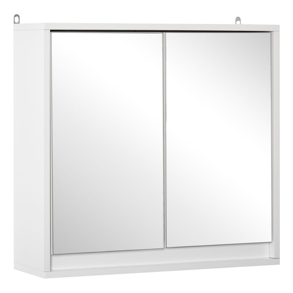 White Wall Mounted Bathroom Mirror Cabinet with Storage Shelf