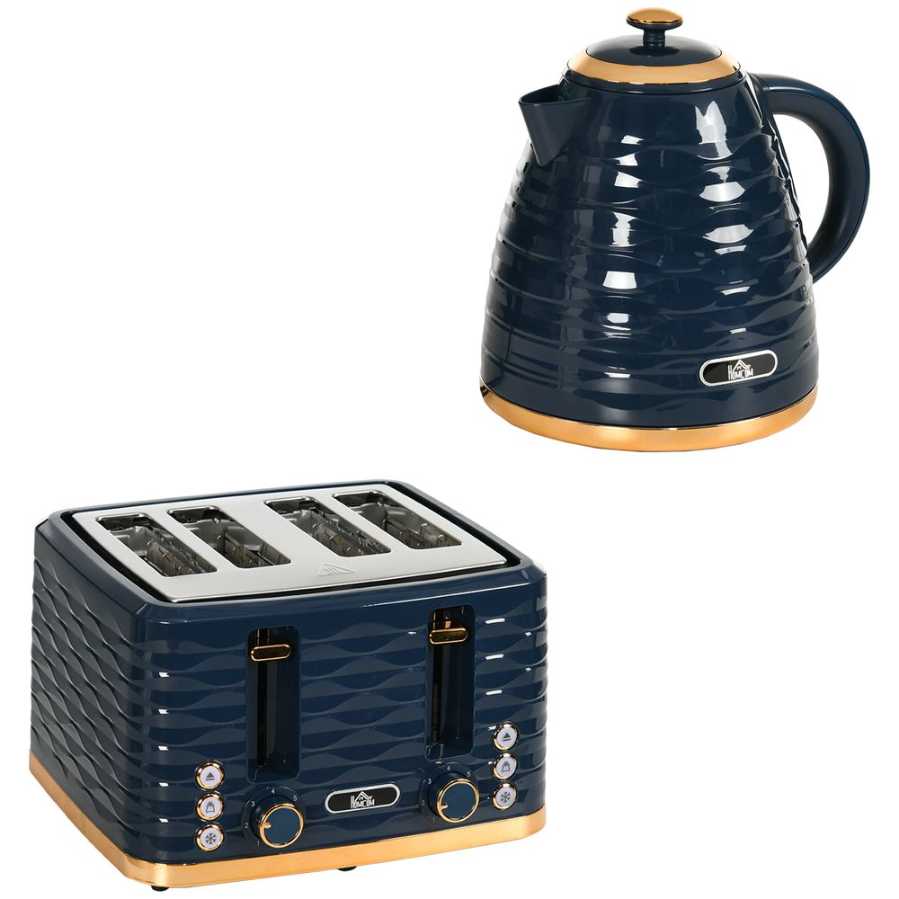 Homcom 1.7L Rapid Boil Kettle and Toaster Set - Blue