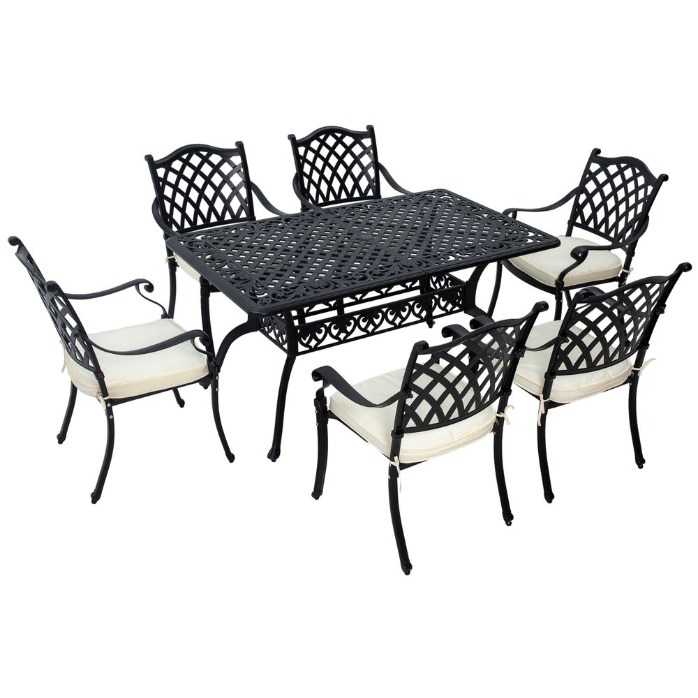 Outsunny 7pc Aluminum Outdoor Dining Furniture with Cushions