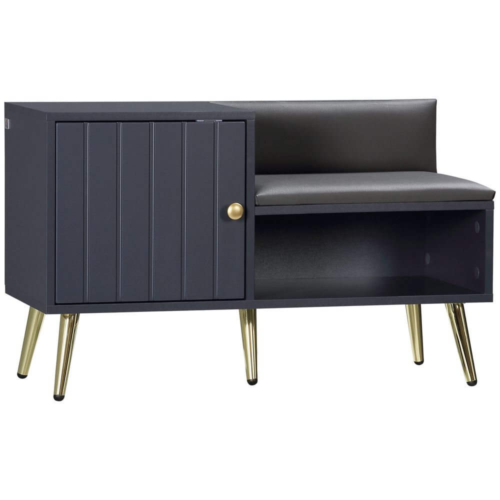Shoe Cabinet With Seat Seating for Entryway - Dark Grey