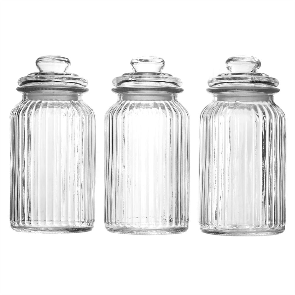 Maison & White 1300ml Vintage Airtight Glass Jars - Set of 3
