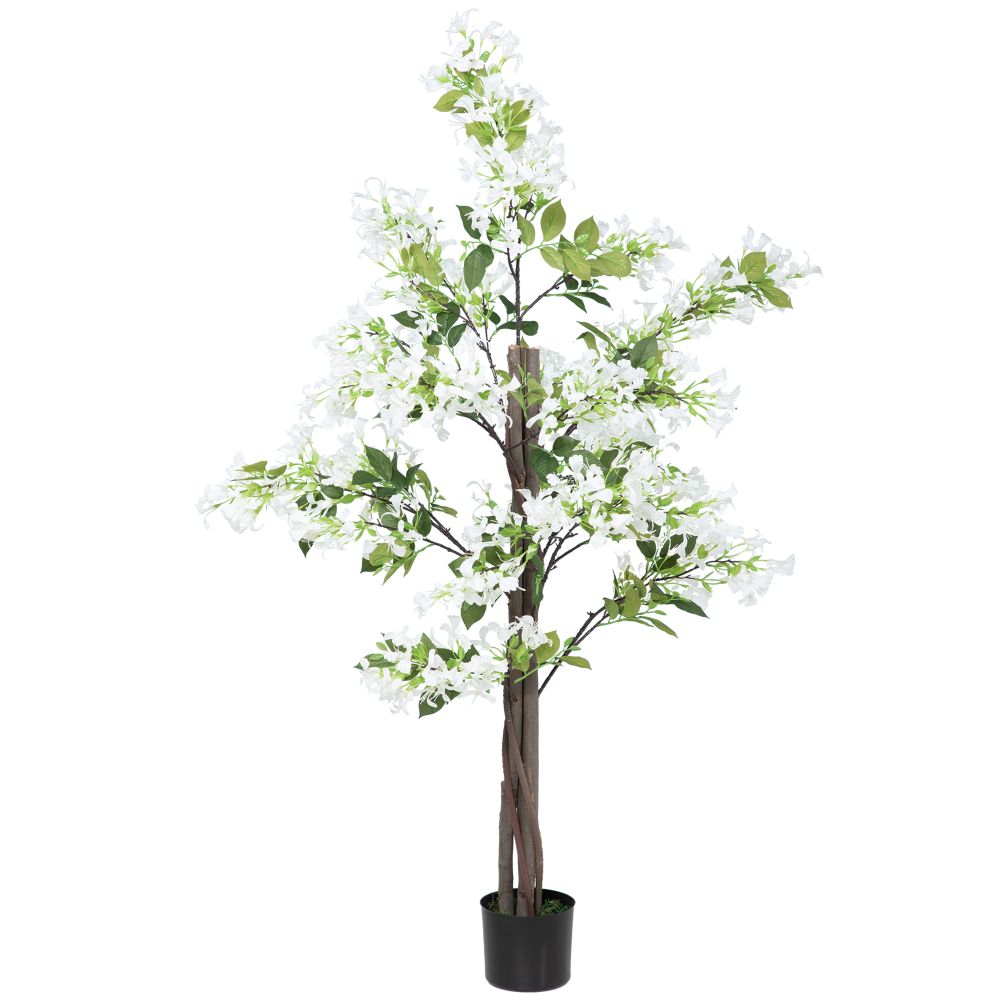 Potted Artificial Honeysuckle Flower Tree - White