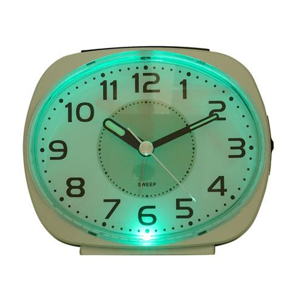 Widdop Silent Sweep Oval Blinking Face Alarm Clock - Silver