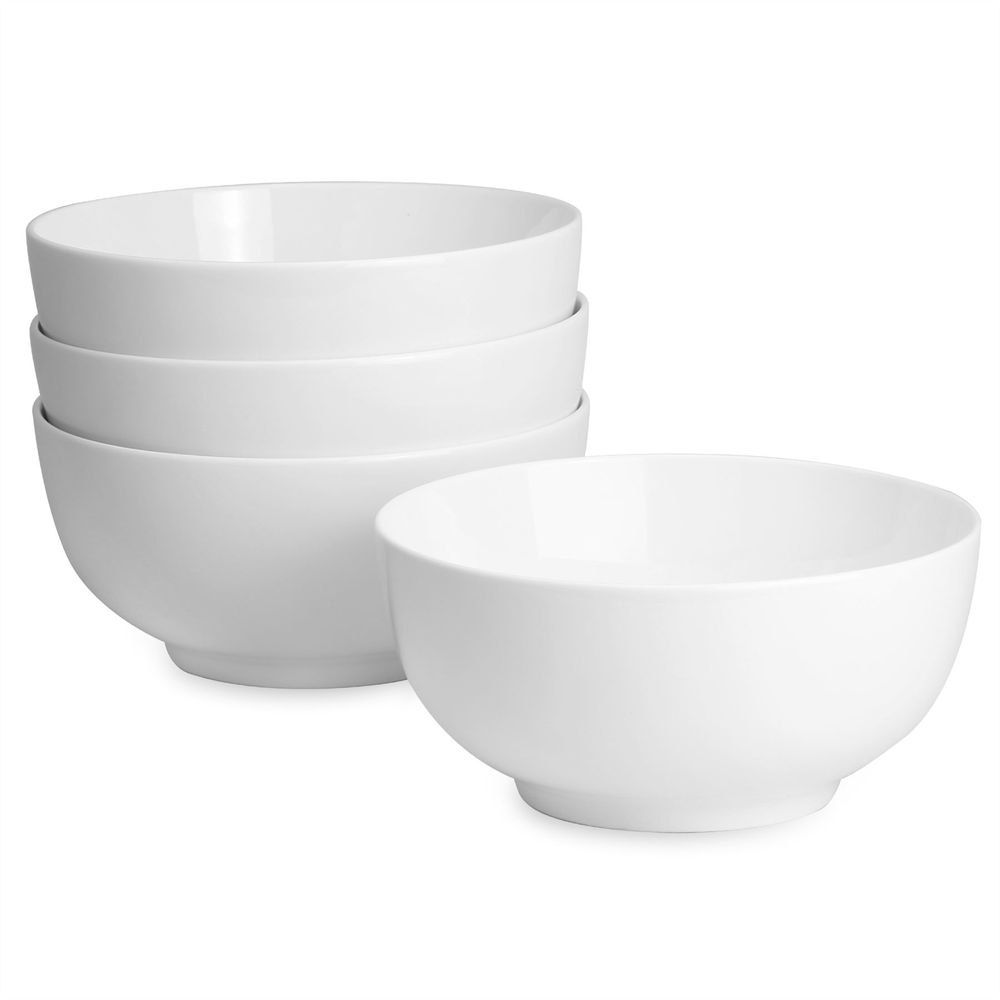 Set of 4 White Porcelain Bowls 600ml - Maison & White