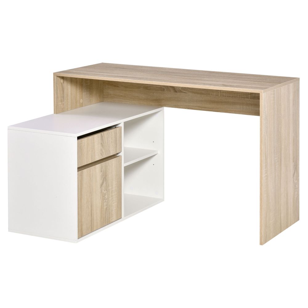 L-Shaped Computer Desk - Oak and White