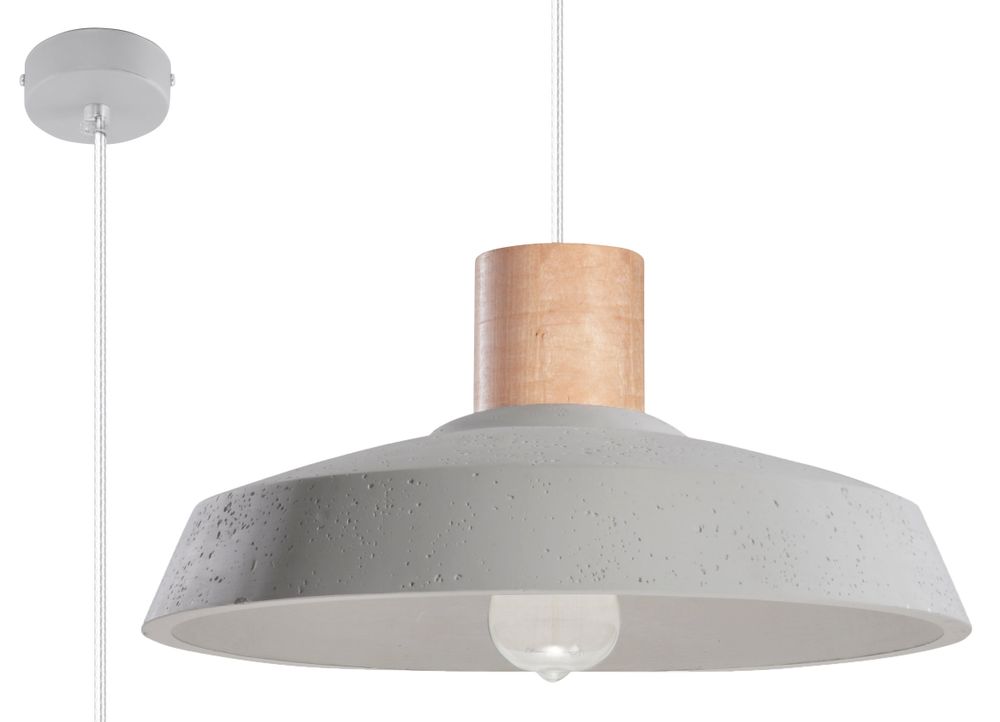 Afra LED Wood and Concrete Pendant Light - E27