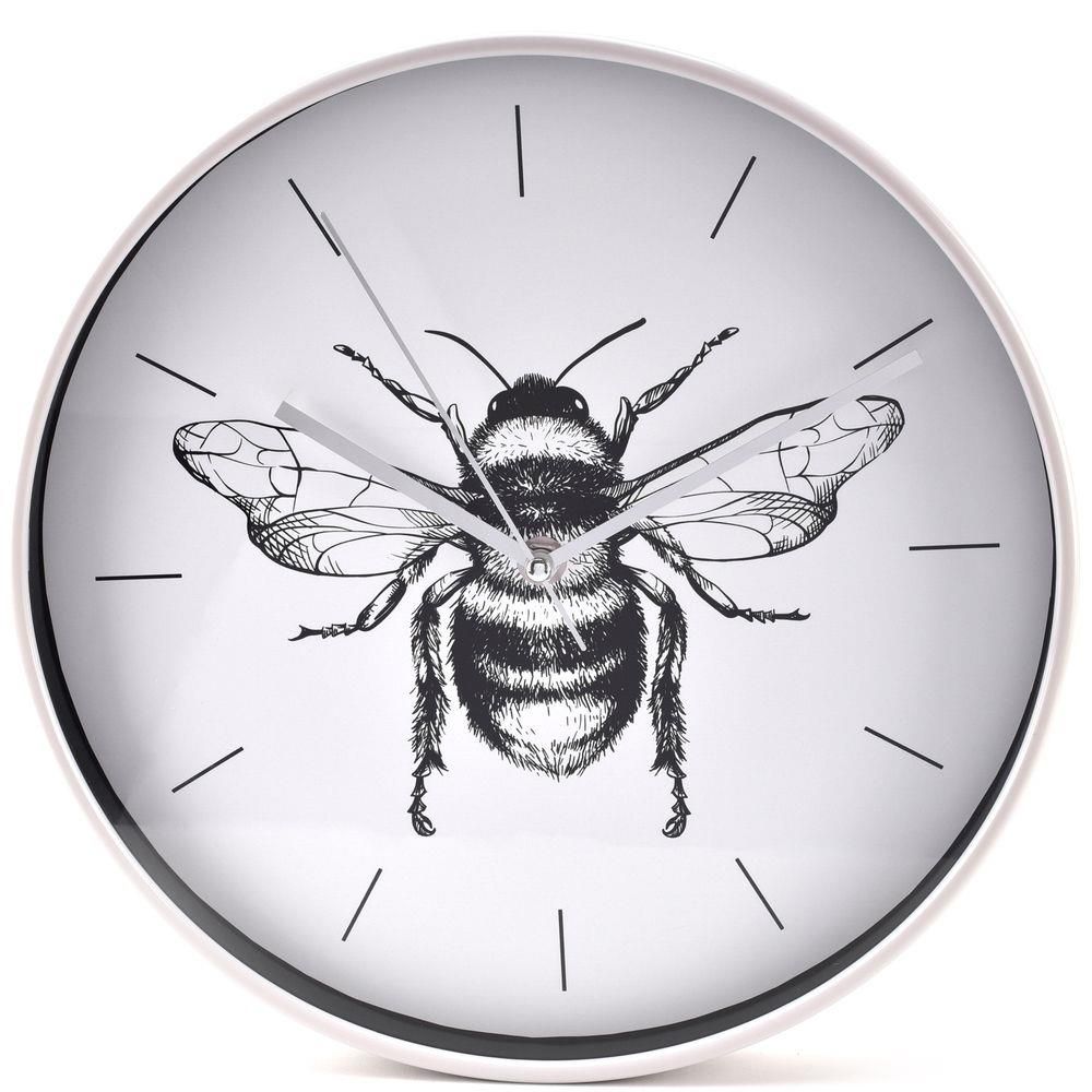 Hestia Bumblebee Design Round 30cm Grey Wall Clock