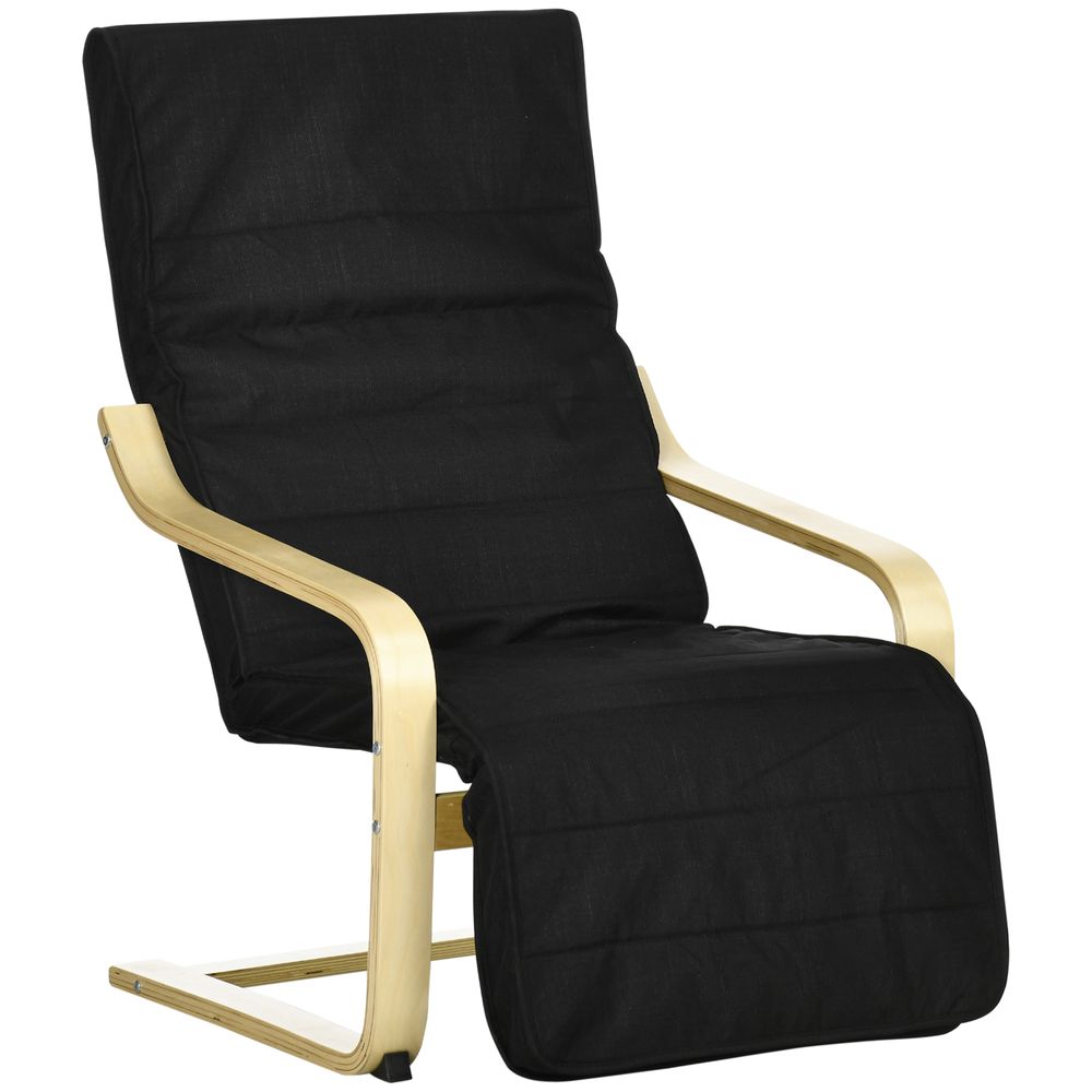 Modern Black Lounge Chair Recliner with Adjustable Footrest