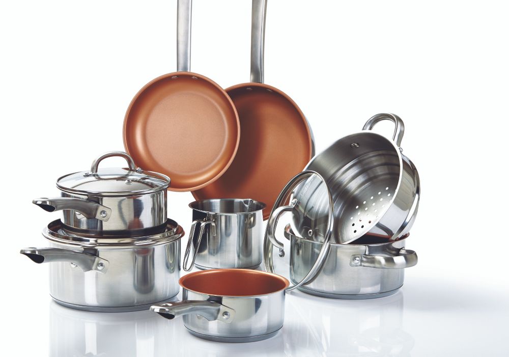11 Piece Stainless Steel & Copper Non-Stick Cookware Set