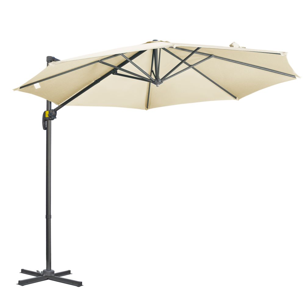 3m Cantilever Parasol Garden Umbrella with Cross Base - Cream
