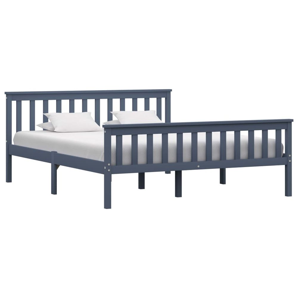 Grey Solid Pine King-Size Bed Frame - 150cm x 200cm