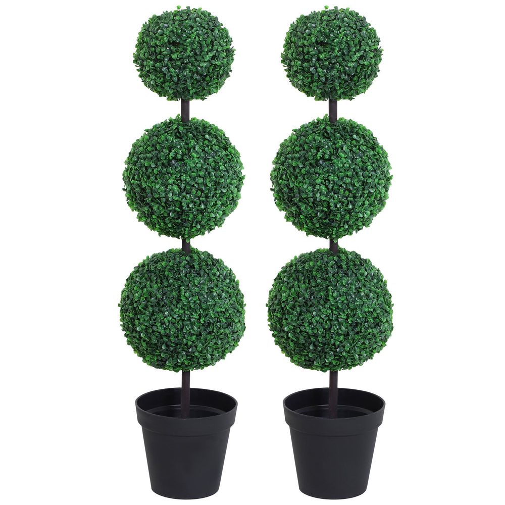 Set of 2 Three Ball Artificial Boxwood Plant Tree's