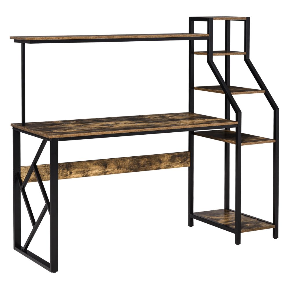 Rustic Industrial Style Computer Workstation - 5 Tier