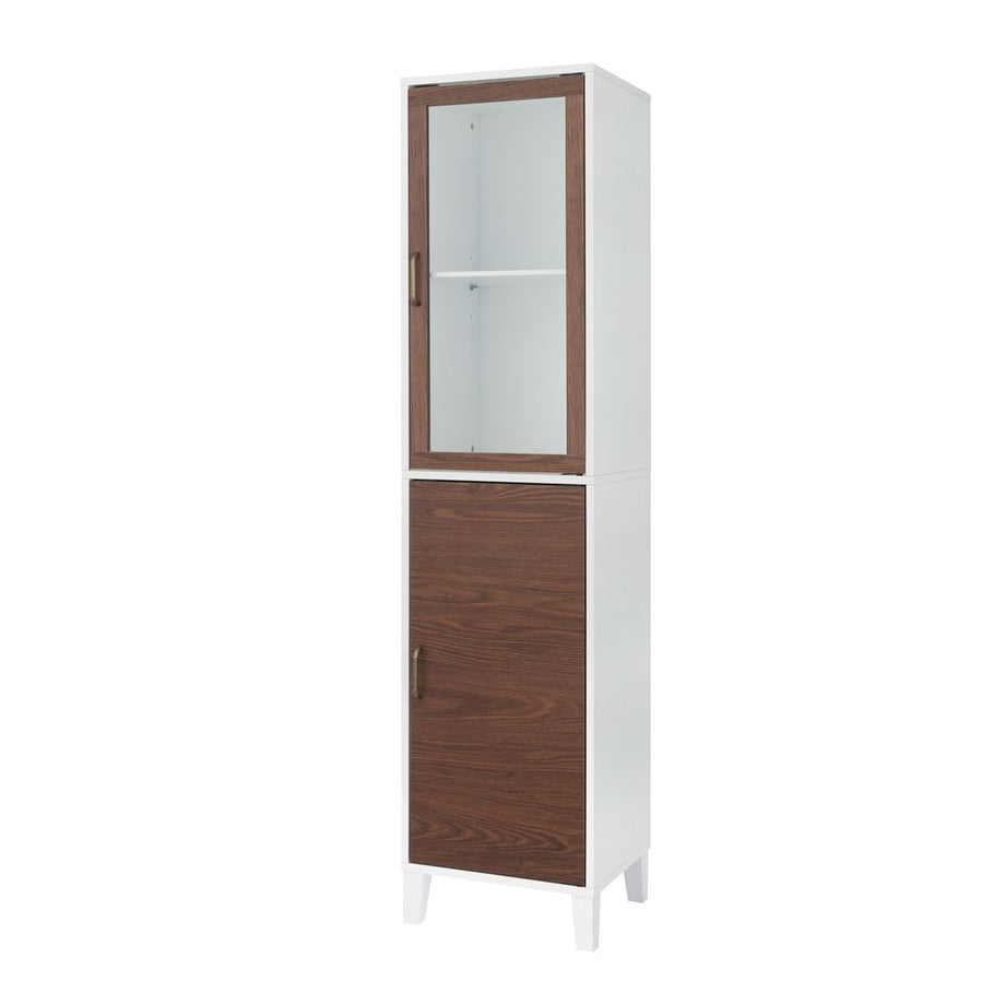 Dark wood linen deals cabinet