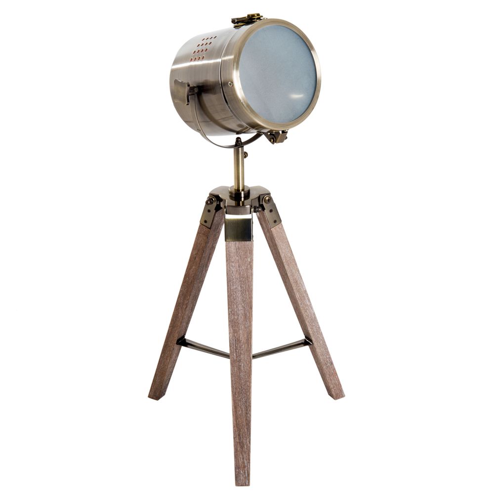 Wood and Bronze Colour Tripod Floor Lamp