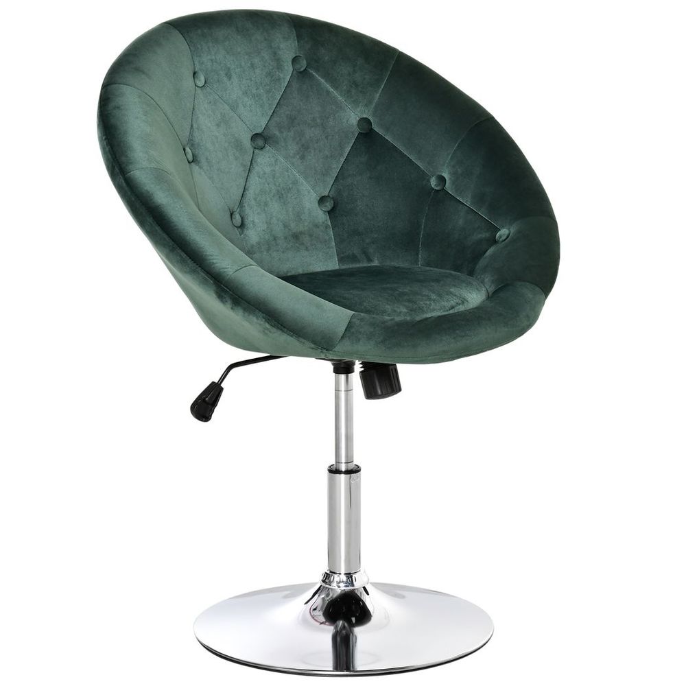 Homcom Swivel Adjustable Armless Tub Chair Bar Stool - Green