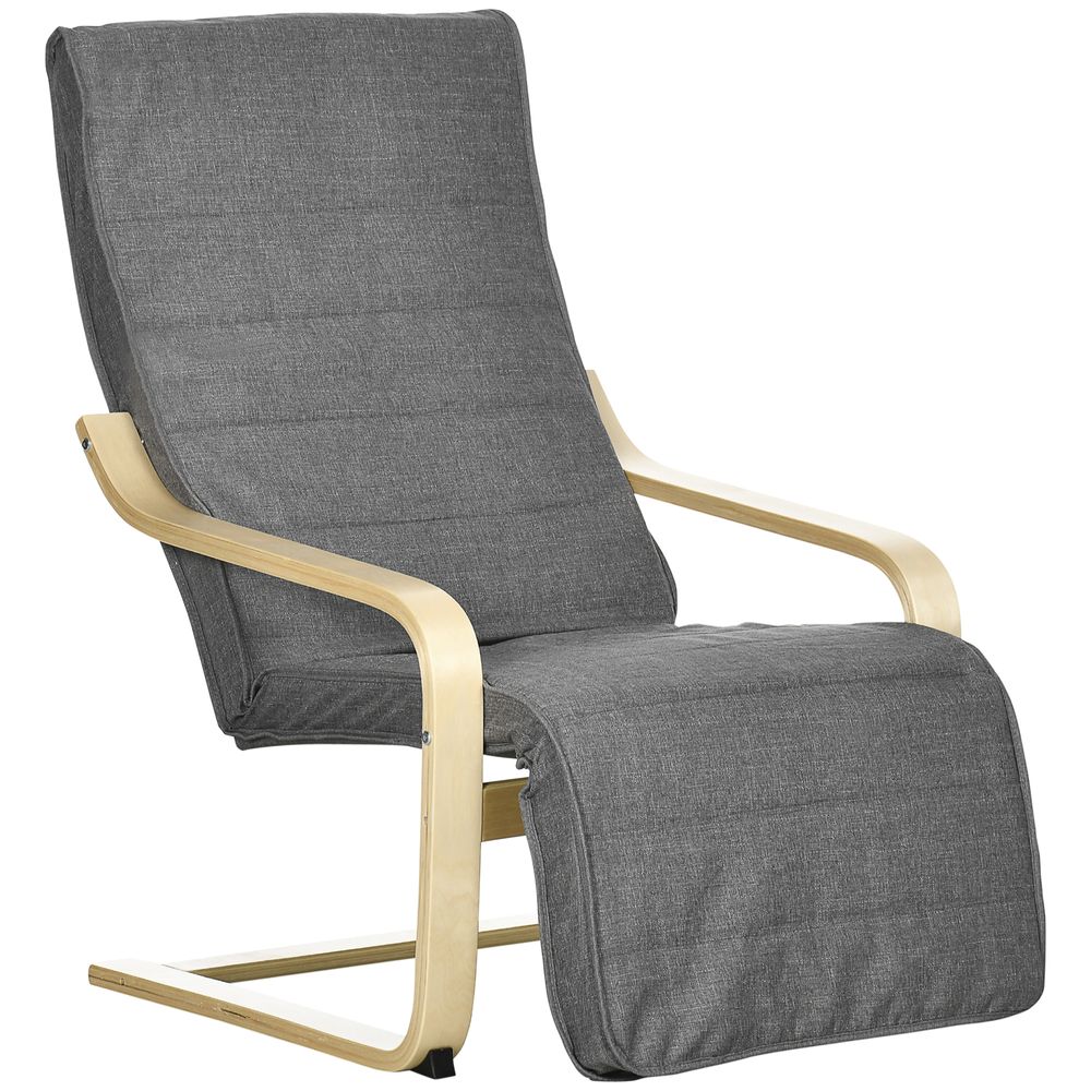 Modern Dark Grey Lounge Chair Recliner with Adjustable Footrest