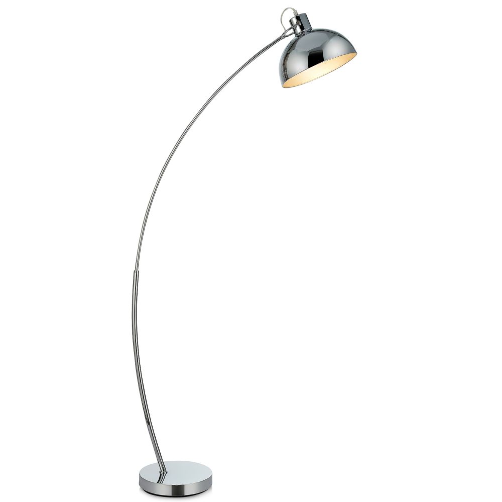 Arco Curved Arched Chrome Floor Lamp with Bell Shade
