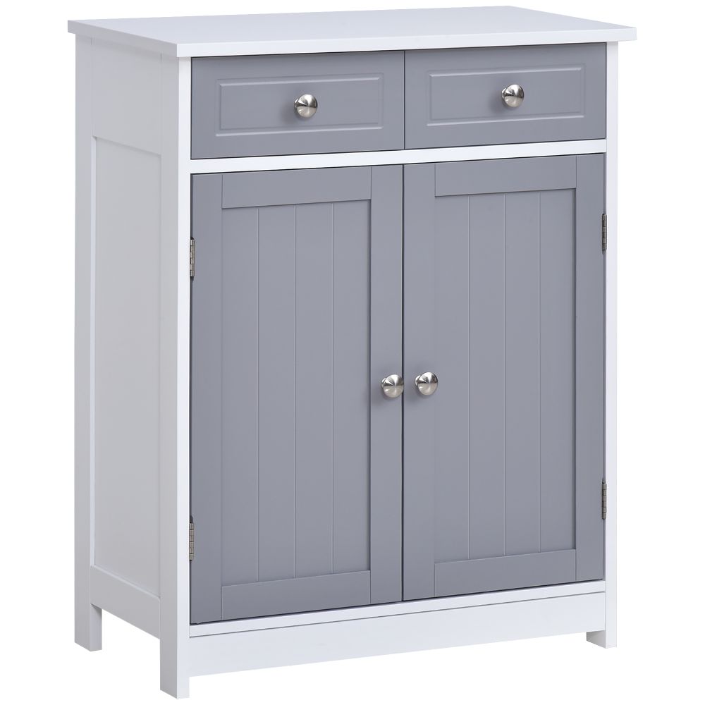 Kleankin MDF 2-Drawer Freestanding Bathroom Cabinet - Grey & White