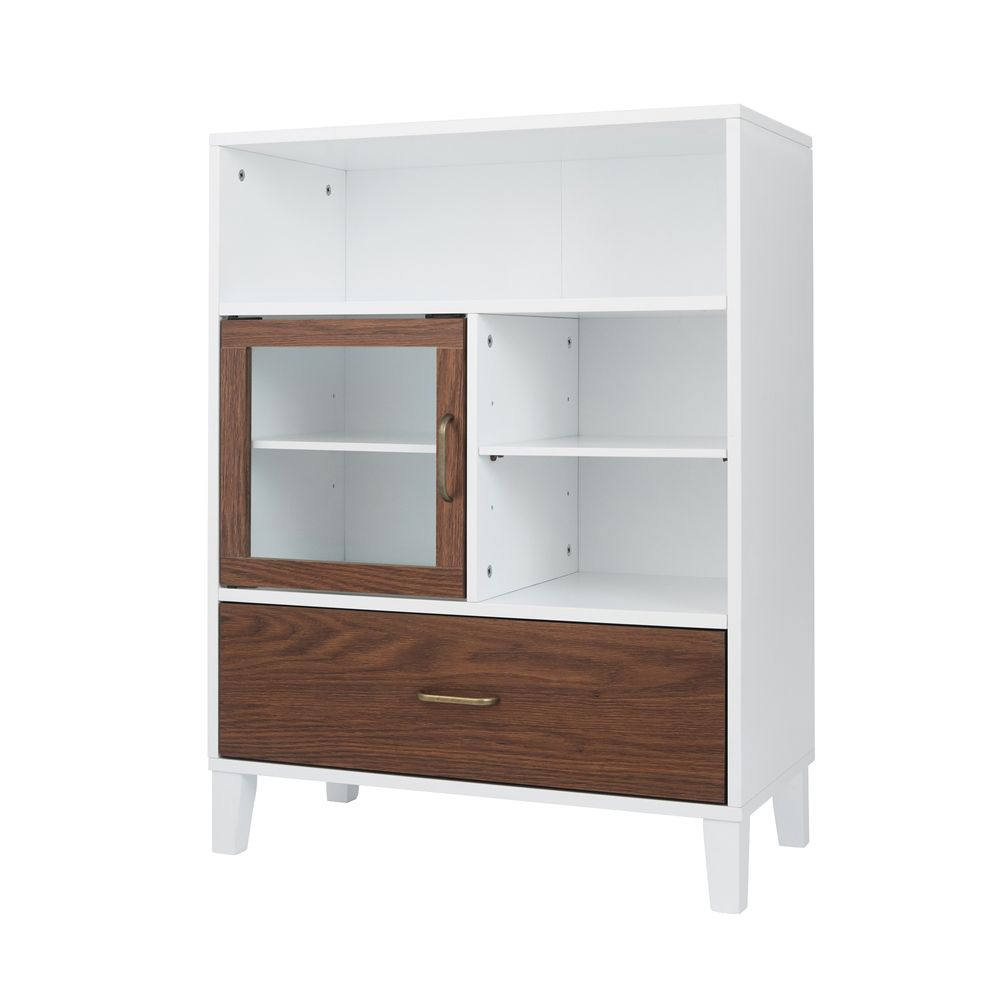 Tyler Free Standing Wooden Bathroom Cabinet - White & Brown