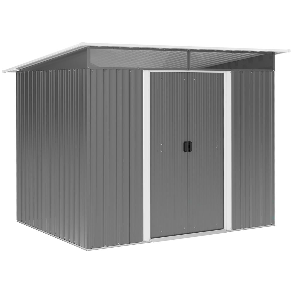 Outsunny Outdoor Metal Garden Storage Shed - Grey