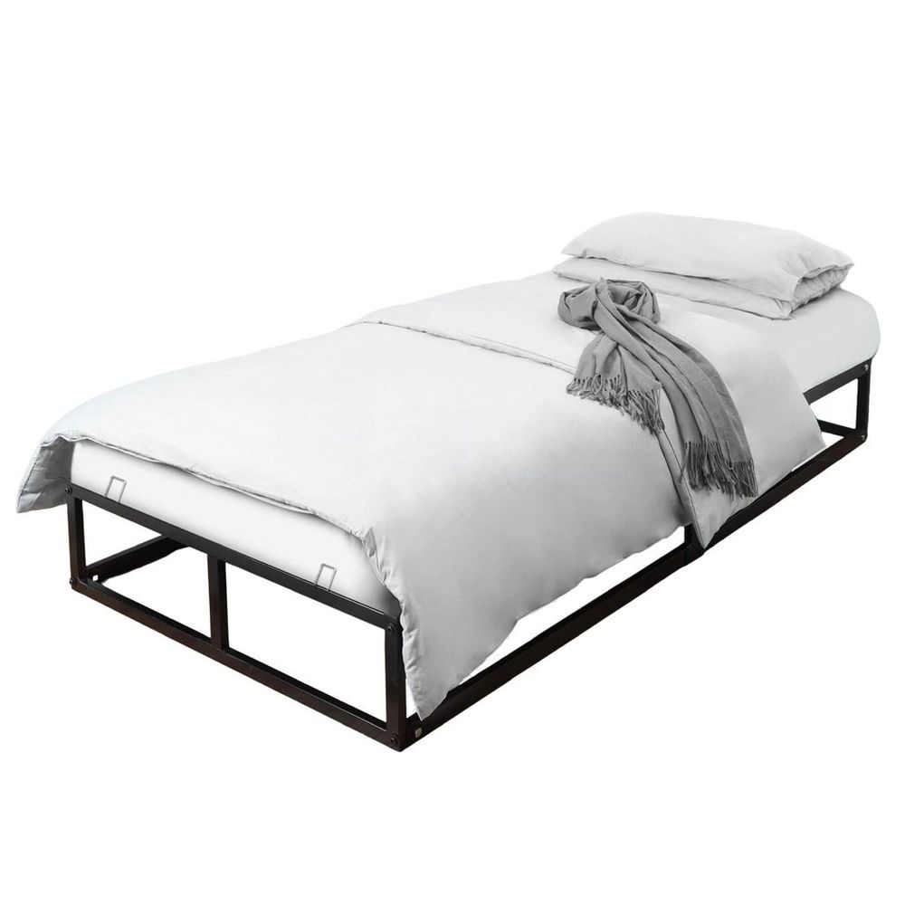 Single Black Square Tube Metal Bed Frame - 190cm x 92cm