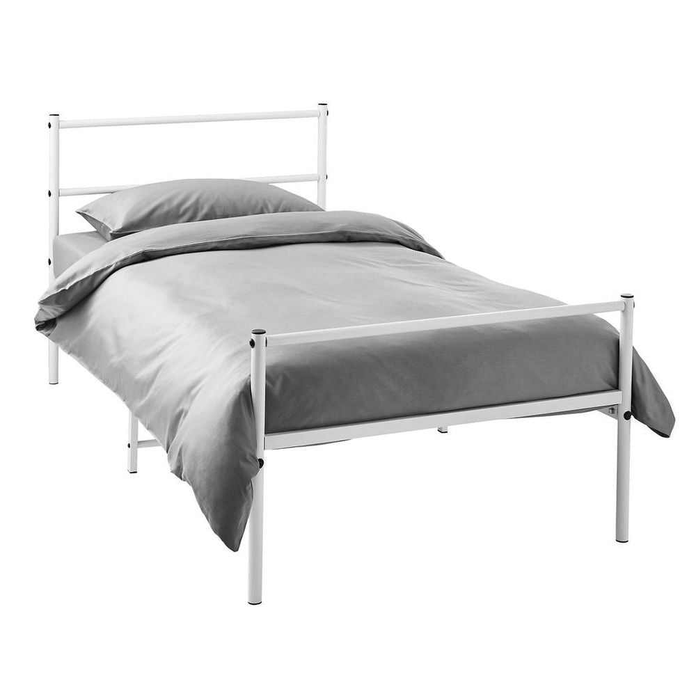 Extra Strong White Metal Bed Frame Single - 198cm x 88cm