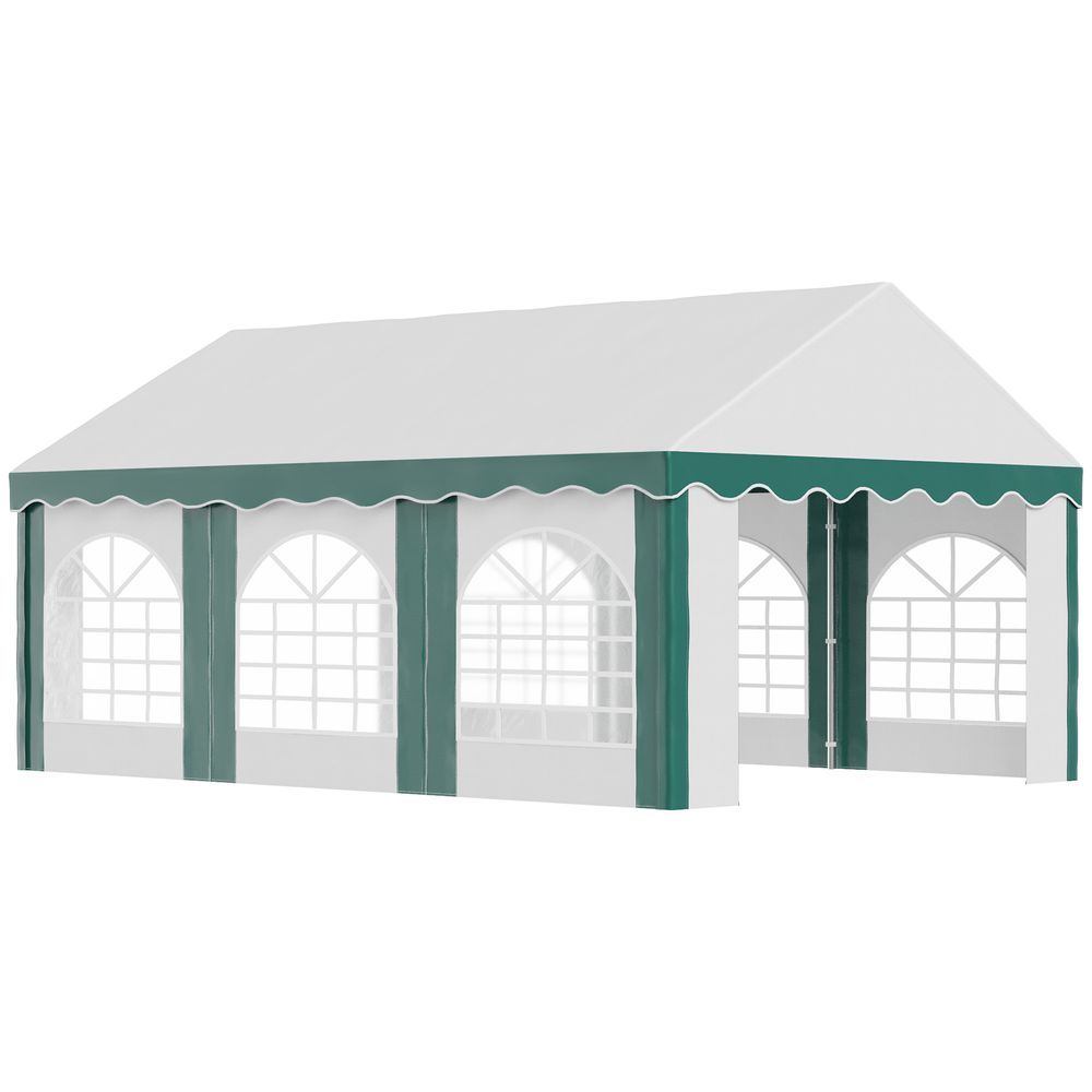 6 x 4 Marquee Gazebo with Double Doors - White & Green