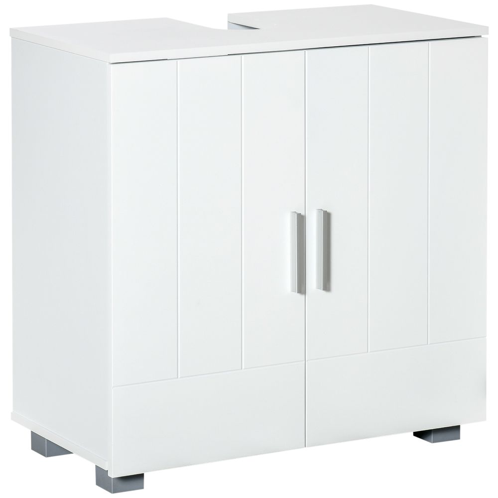 White Bathroom Pedestal Sink Cabinet with Adjustable Shelf