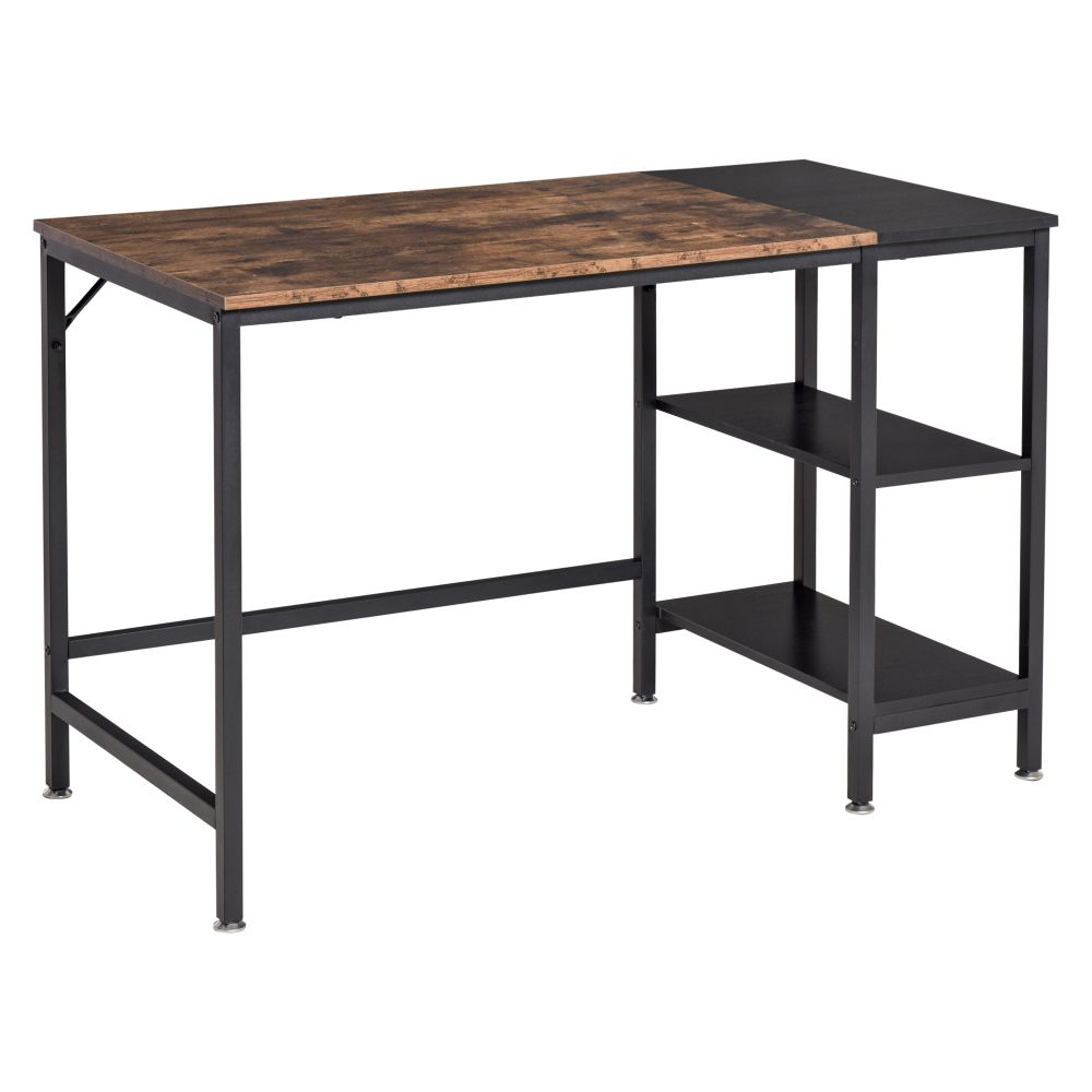 Industrial Design Rustic Desk with 2 Storage Shelves