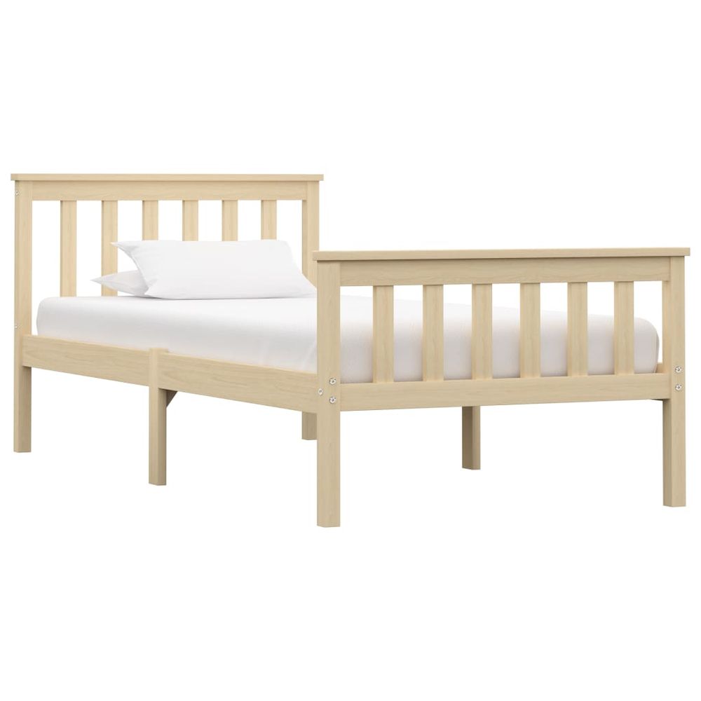 Light Wood Solid Pine Single Bed Frame - 100cm x 200cm
