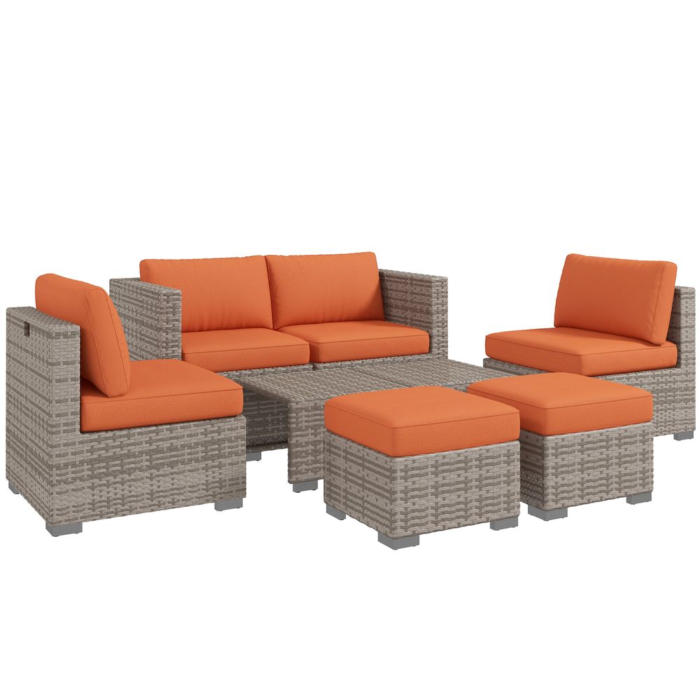 Outsunny Rattan 8 Piece Garden Furniture Set - Orange