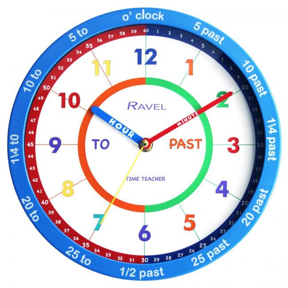 Ravel 25cm Time-Teacher Blue Wall Clock - R.KC.09