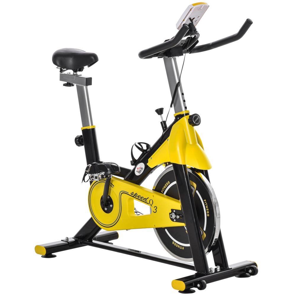 6kg Flywheel Belt Drive Exercise Bike with LCD Display - Yellow & Black