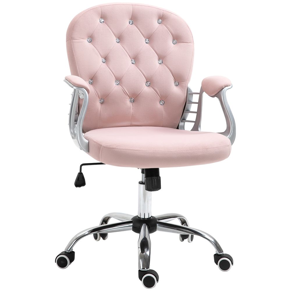 Ergonomic Luxury Velour Diamond Tufted Pink Office Chair