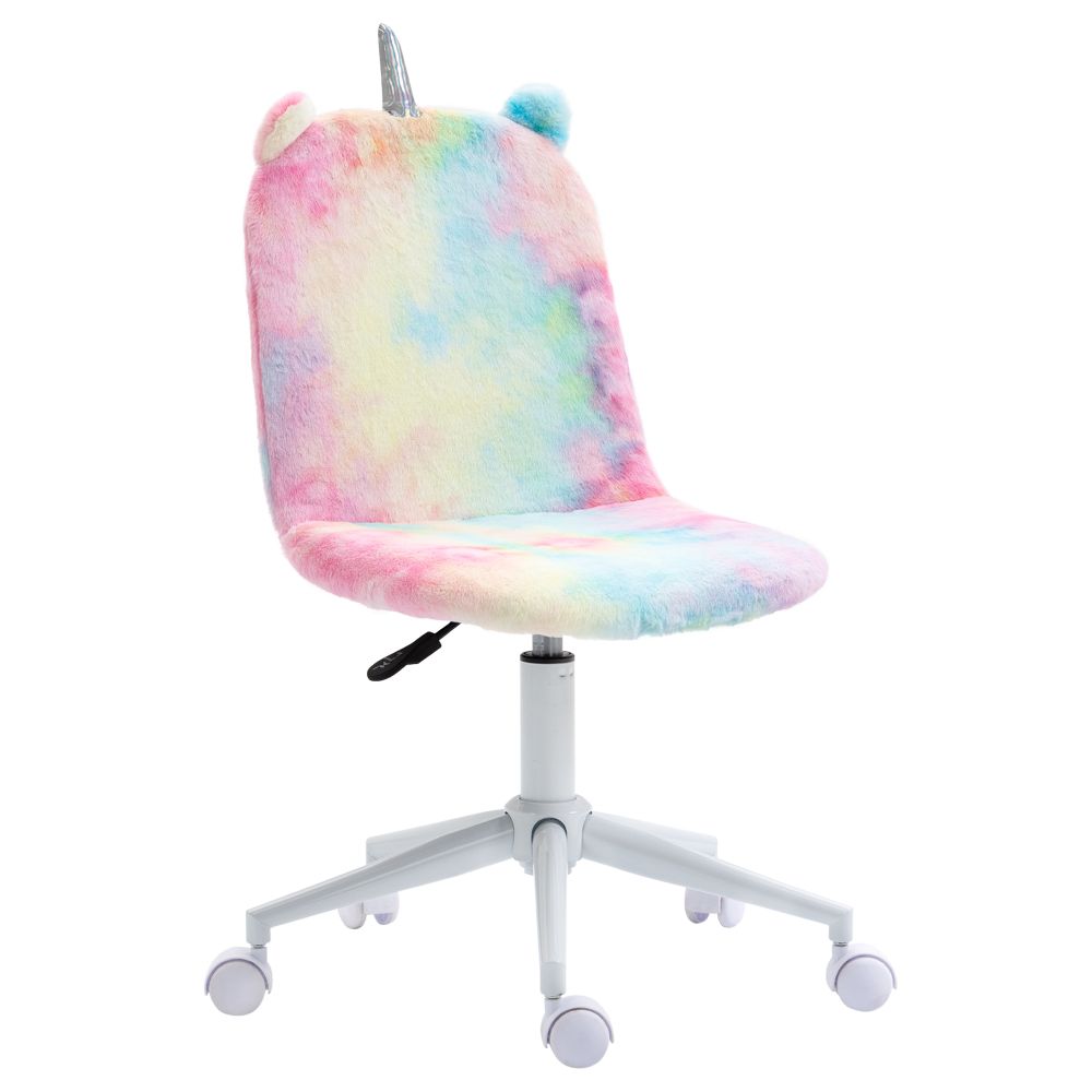 Vinsetto Fluffy Unicorn Desk Chair with Swivel Wheels