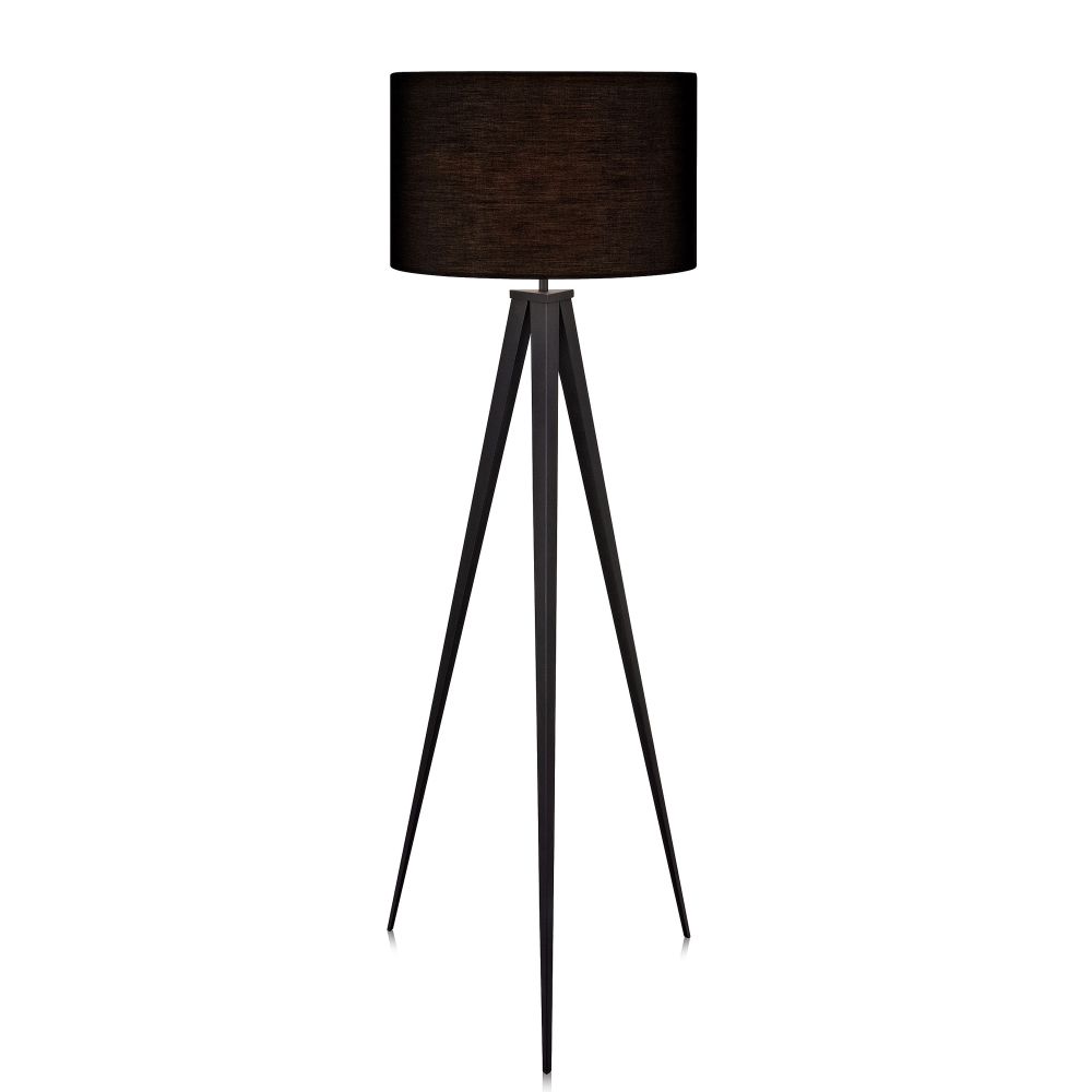 Romanza Black Tripod Floor Lamp with Black Drum Shade