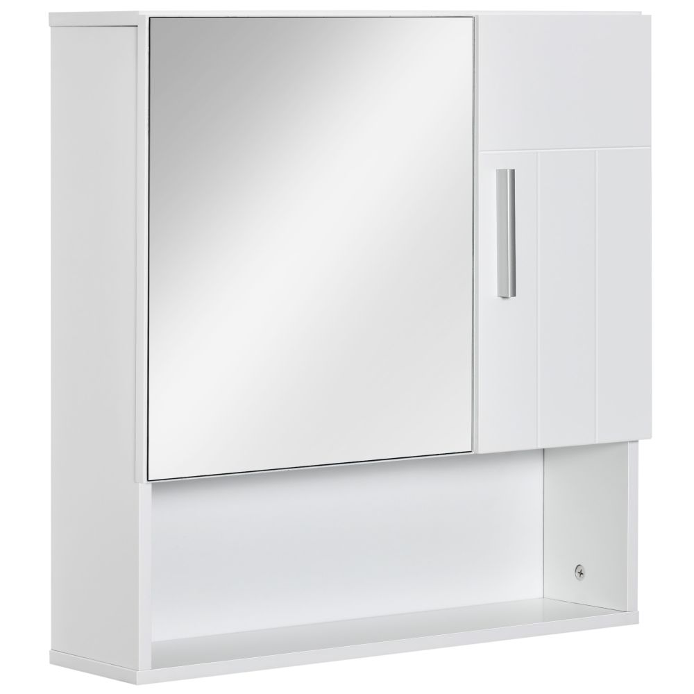 Kleankin White Bathroom Mirror Cabinet with Storage Shelf